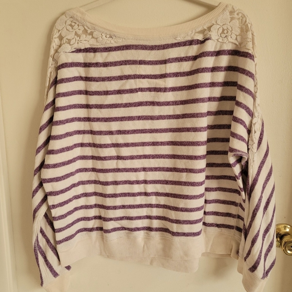 Aeropostale Lavender and Cream Striped Sweater